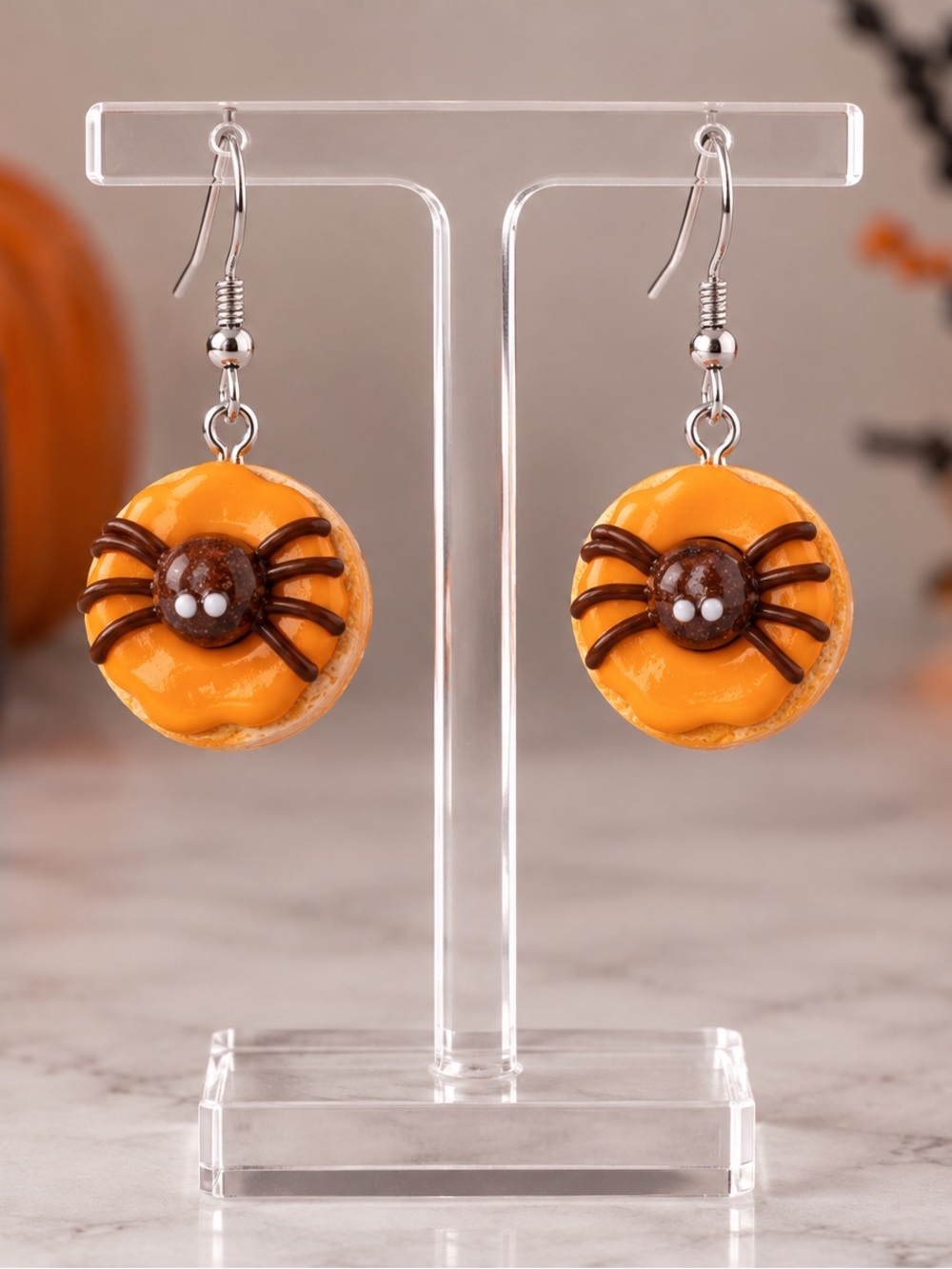 NWT Spider Donut Dangles — Halloween — Handmade Earrings